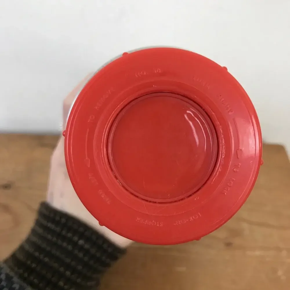 Vintage Aladdin Thermos 71B Dimpled Aluminum Red Top Bullet Thermo King Qt 032B